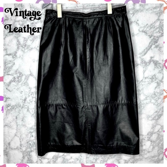 Vintage Dresses & Skirts - ⭐️ WEST BAY Black 90s LEATHER Pencil Midi Skirt Women’s Medium